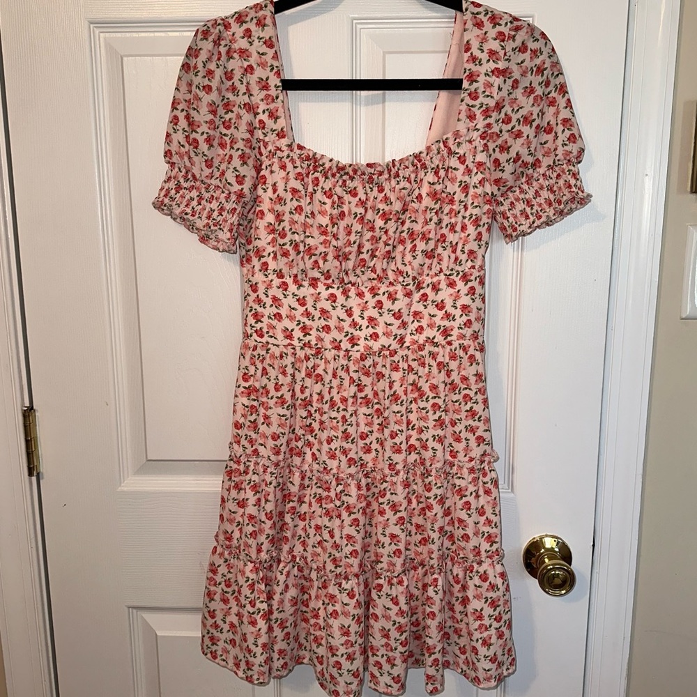 Rose print floral dress